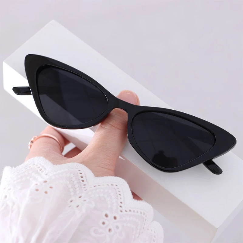 Fashion trends Cat Eye Eyewear Sexy Vintage Ladies Sunglasses Small Black White Triangle Woman Cute Sun Glasses UV400 image 2