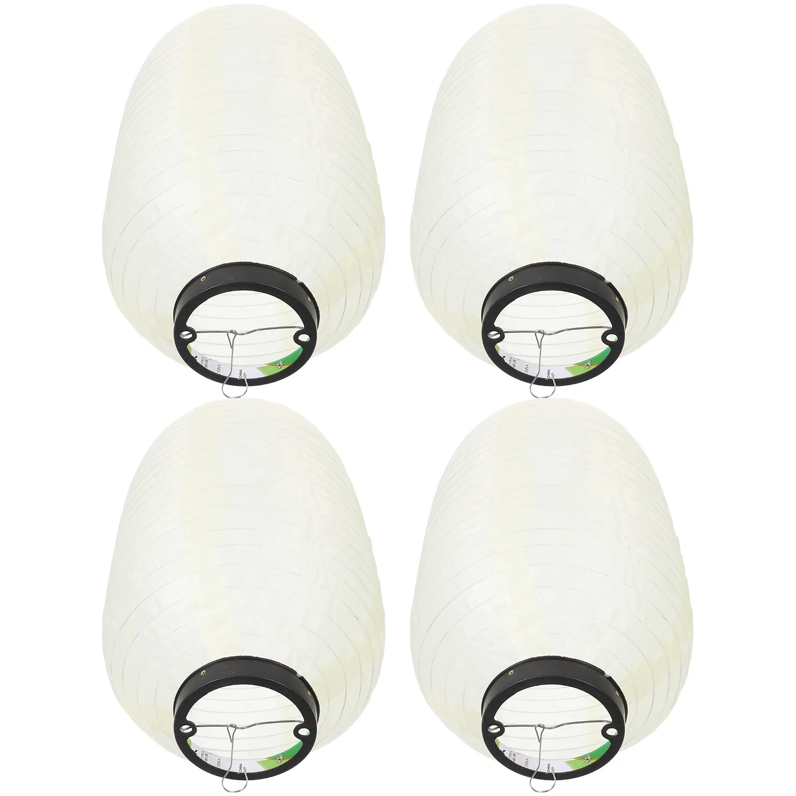 4Pcs Japanese Silk Hanging Lanterns Beige Foldable Waterproof Cloth Lanterns for Sushi Bar Ramen Restaurant Wedding Festival