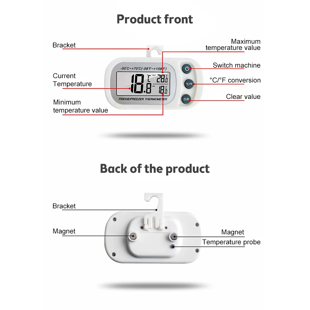 Mini termometr cyfrowy higrometr LCD wielofunkcyjny sypialnia chłodnia lodówka termohigrometr gospodarstwa domowego-40 ℃-70 ℃