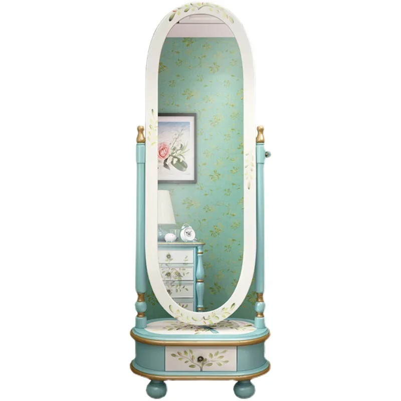 

American Country Dressing Mirror Mediterranean Pastoral Style Floor-Standing Body Full-Length Mirror