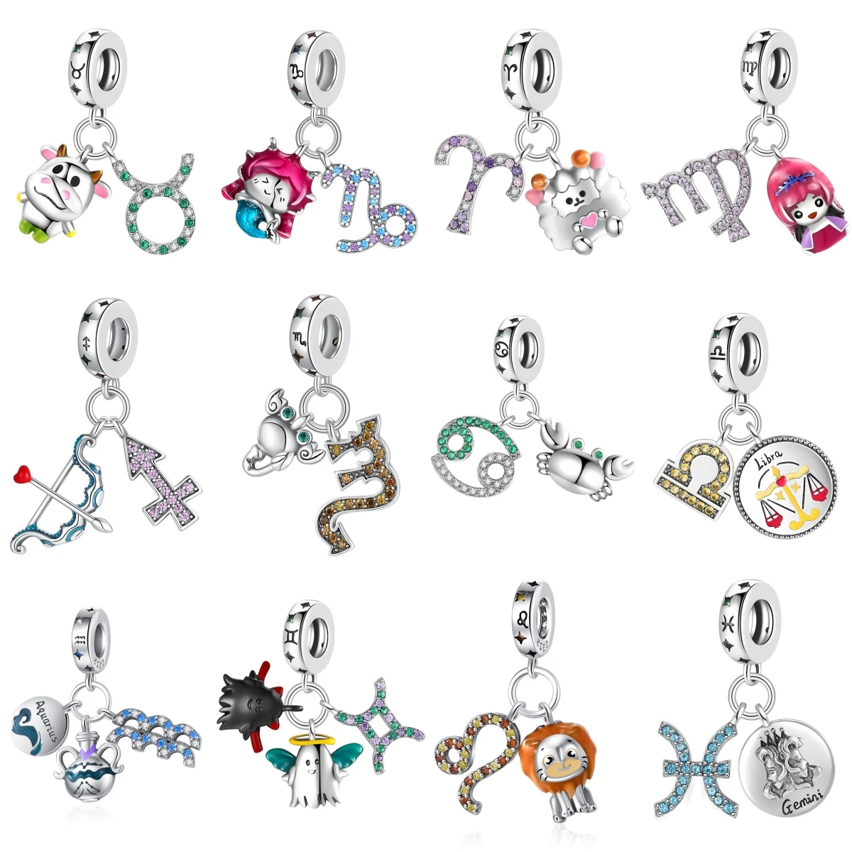 

Лидер продаж, очаровательные знаки «Двенадцать созвездий», женский подарок, подходит для оригинального браслета из стерлингового серебра 925 пробы, ювелирные аксессуары «сделай сам»