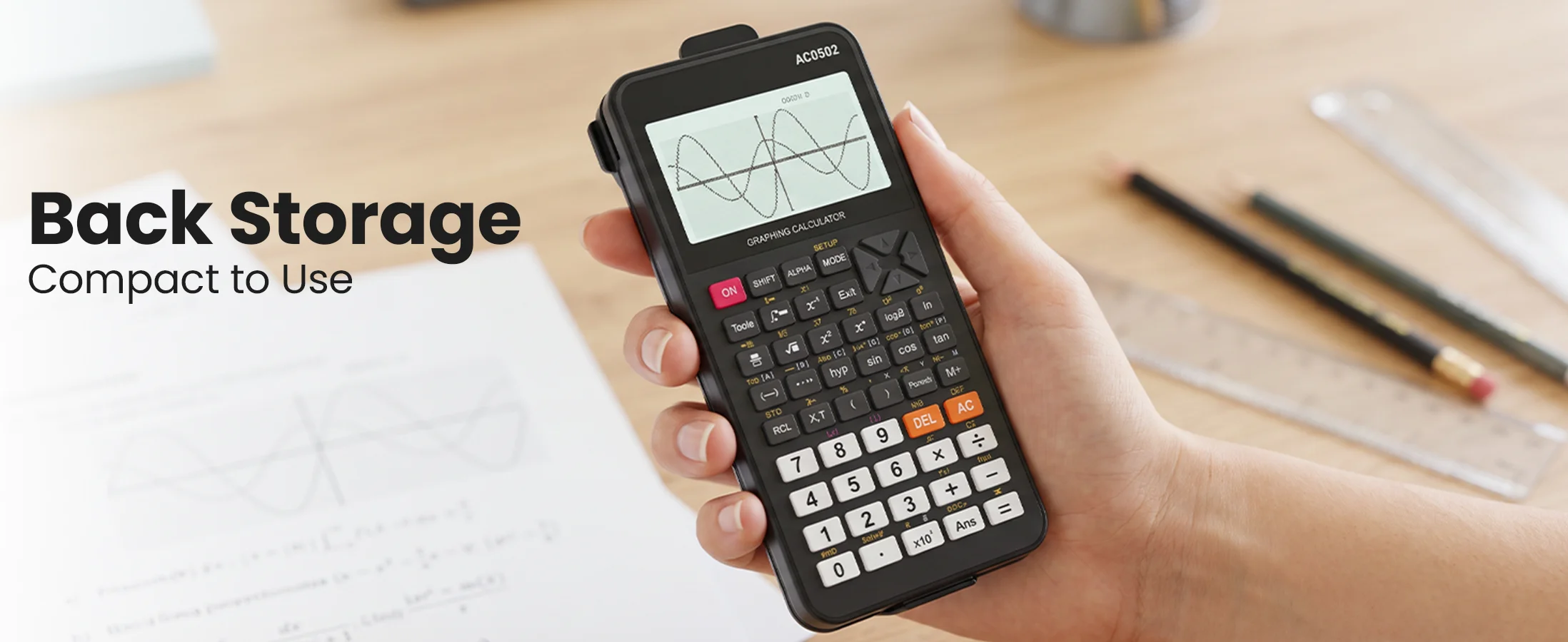 Wiederaufladbare wissenschaftliche Taschenrechner mit Notizblock für die Oberstufe, mit abnehmbarem Notizblock und 3-Zoll-HD-Display – Detail 5