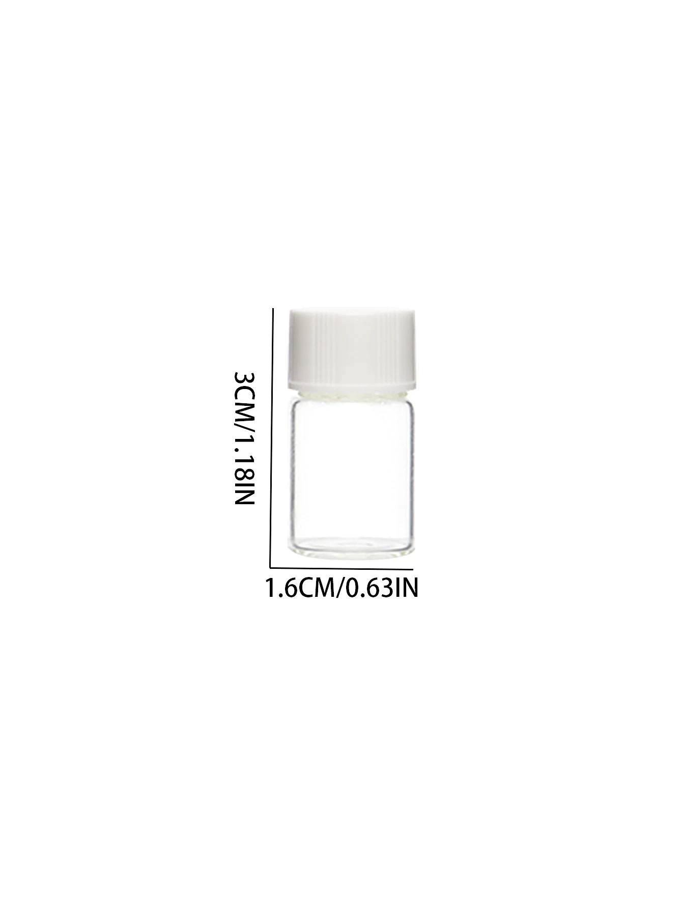 100 x 2ML Mini Clear Glass Essential Oil Bottle 2cc Transparent Samples Glass Vial White Black Cap Small Cosmetic Containers
