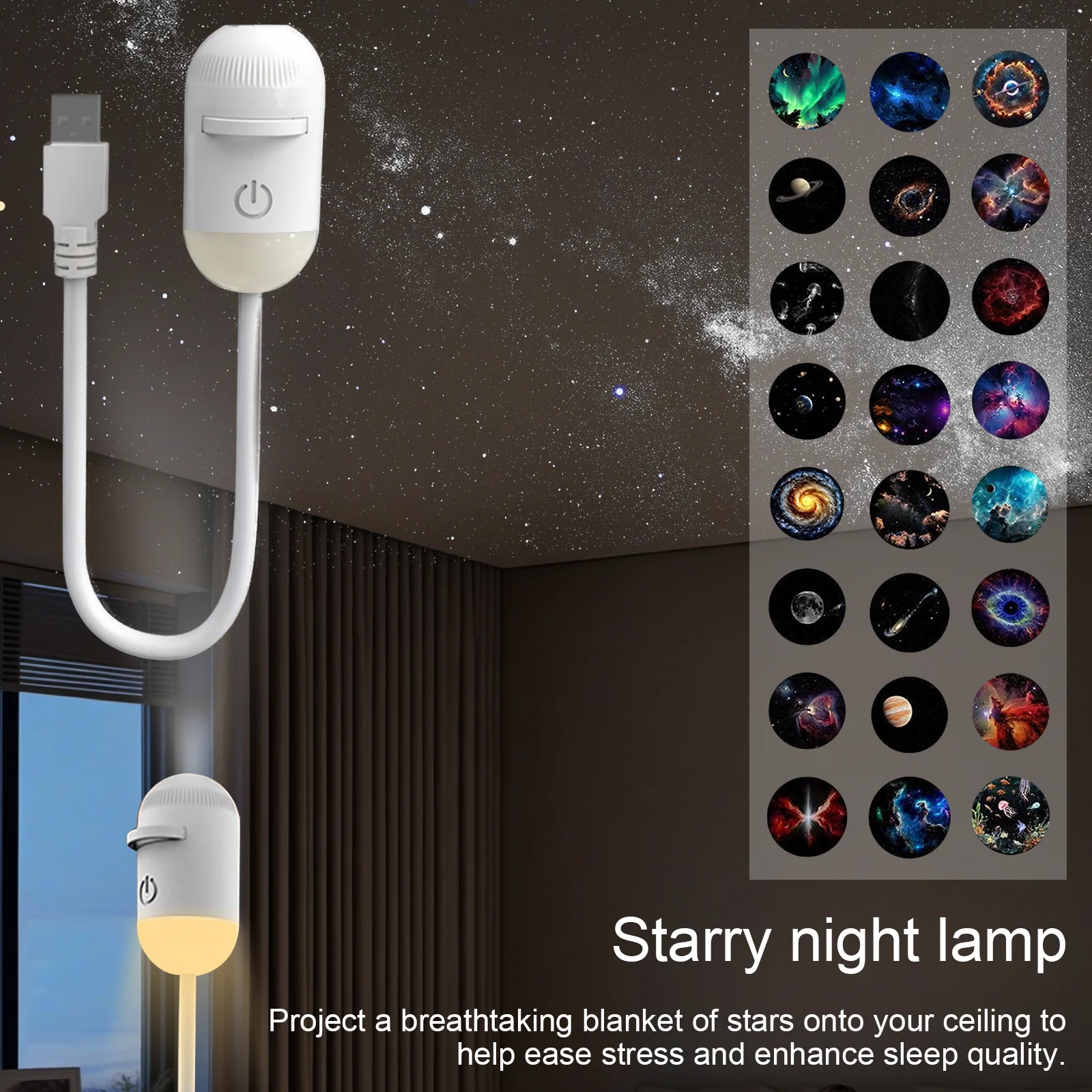 Mini Galaxy Star Projector Night Light Nebula Ceiling LED Lamp Galaxy Projection Light Starry Sky Ambient Lamp for Bedroom Gifts