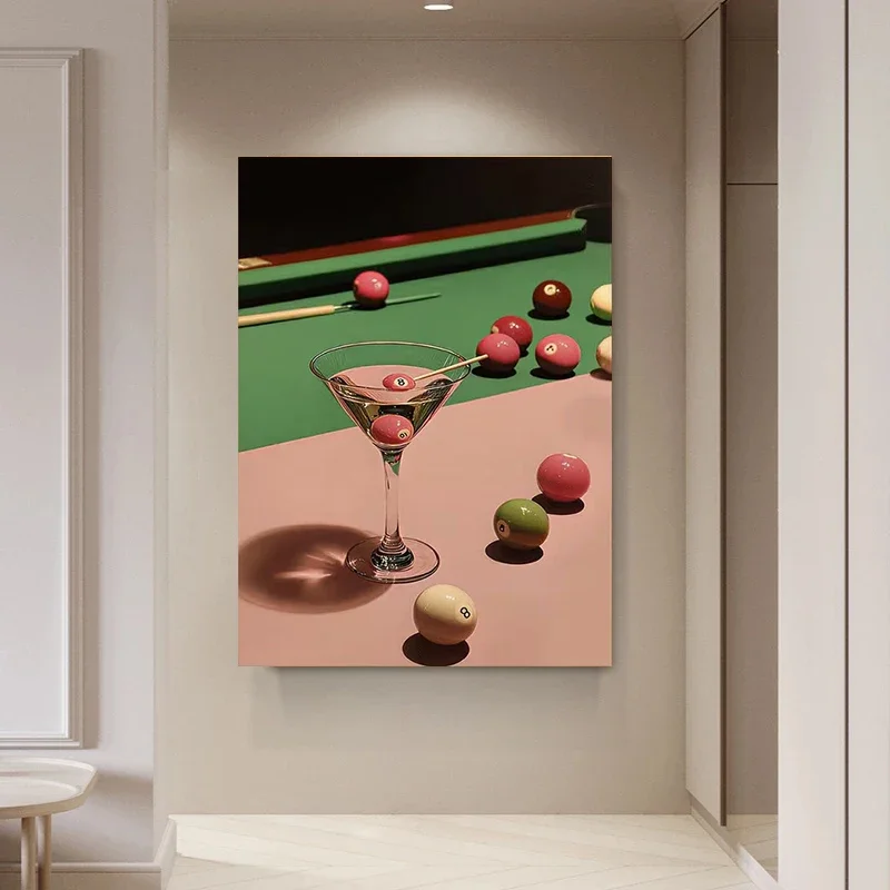 Billiard Table Cocktail Poster and Prints Billiards Canvas Painting Wall Art Picture Living Room Home Decor Cuadros