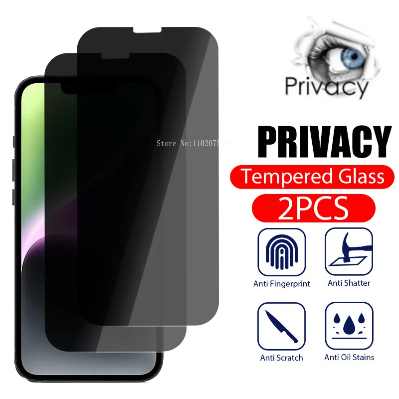 2PCS Privacy Tempered Glass For iPhone 14 Pro Max 12 13 Mini 15 11 Pro Max Screen Protector For iPhone 6 8 7Plus XS Max XR Glass