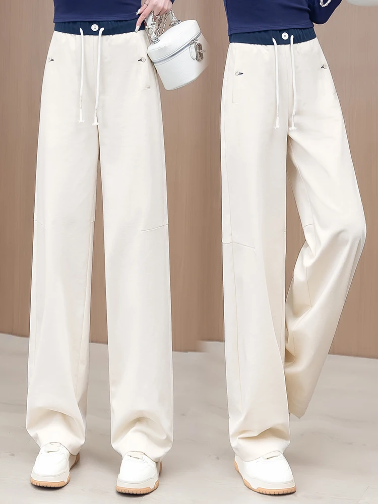 

Женские спортивные брюки с высокой талией, свободные, прямого кроя, повседневные, в стиле «бананы», широкие штанины, осенне-весенняя новинка