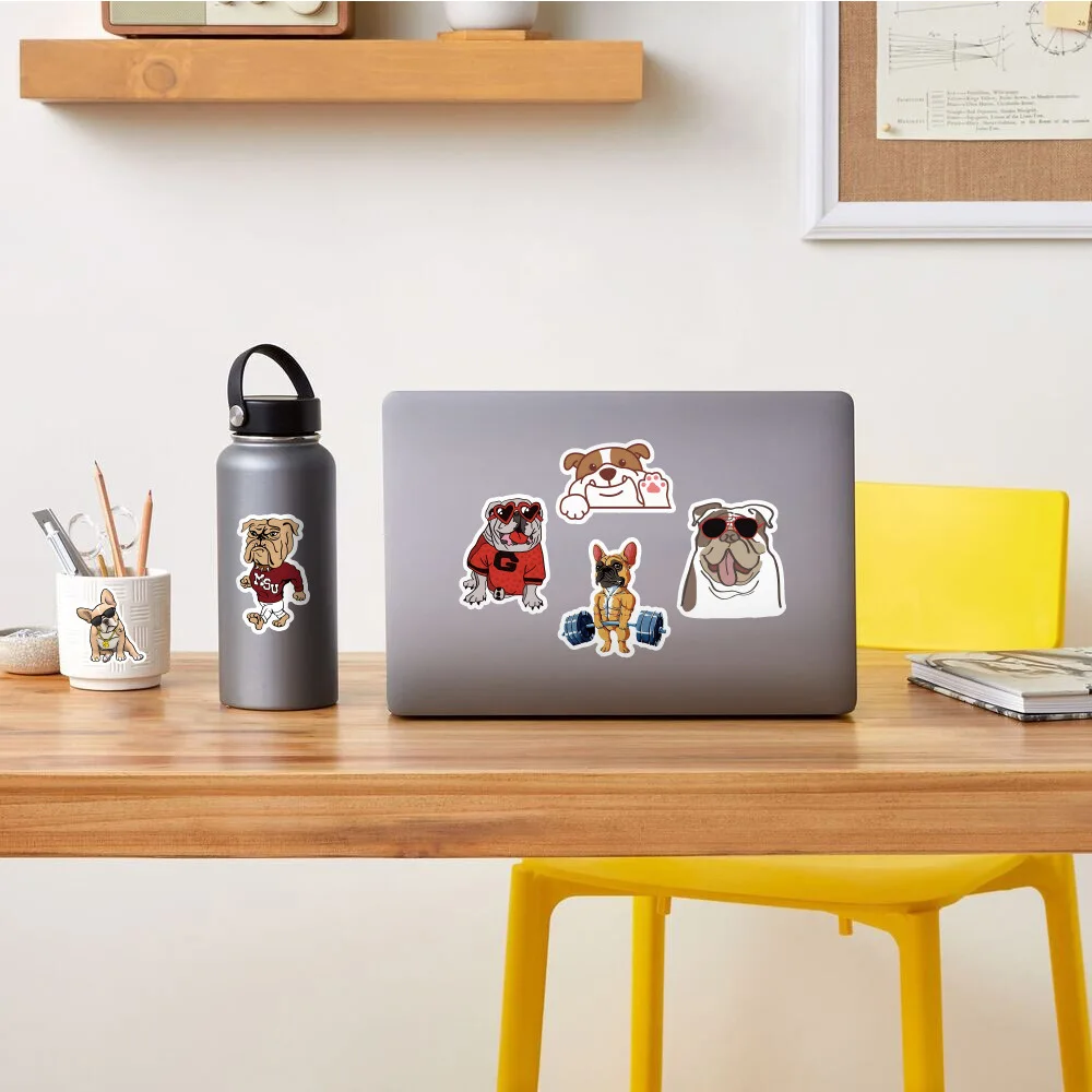 10/30/50/100pcs Cute Bulldog Cartoon Stickers DIY Laptop Scrapbook Phone Waterproof Graffiti Decal Kids Animal Dog Sticker Packs