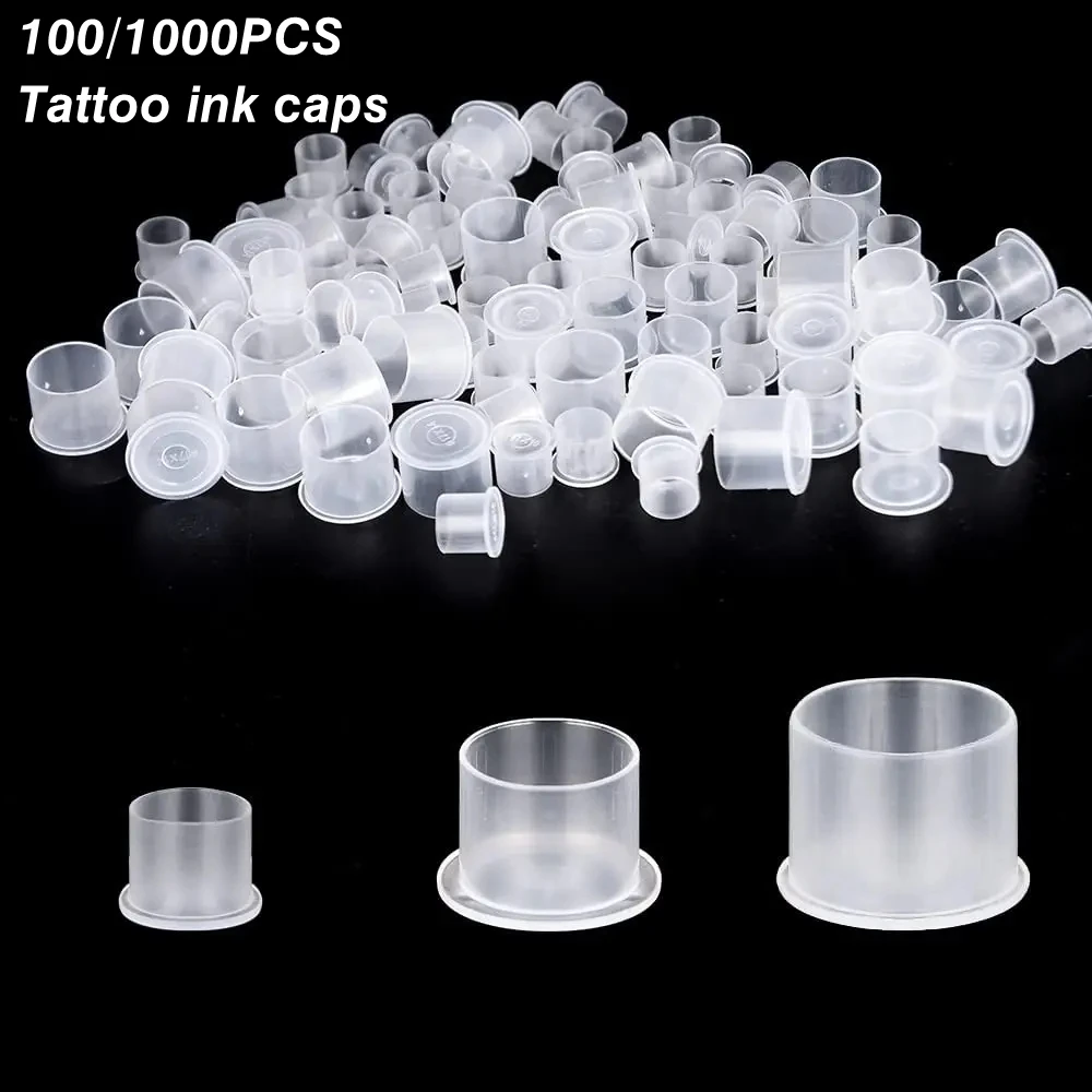 1000Pcs Tattoo Ink Cup Small Size Silicone Permanent Tattoo Make-up Eyebrow Pigment Container Caps Disposable Accessories