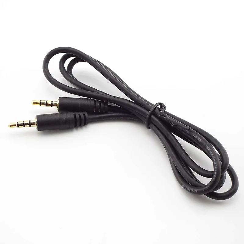 3.5mm Male to male 4 pole Extension Cable with Microphone Stereo Audio Adapter Compatible for Smartphones Tablet