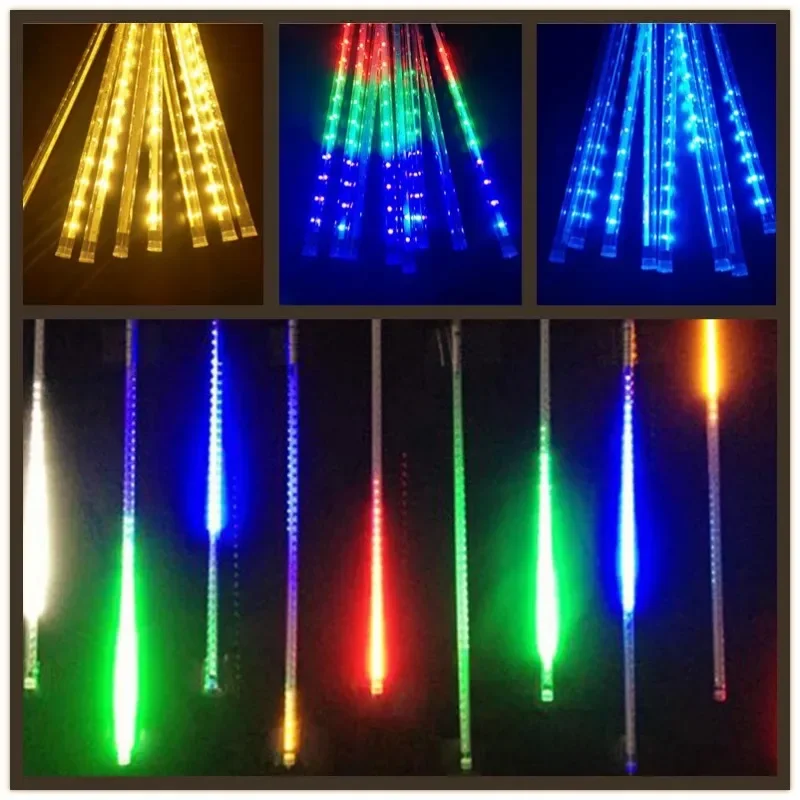 Meteor Shower Rain Lights, LED Waterproof, Falling Raindrop, Degradation String Light for Christmas, Holiday Party, Decor, 30cm