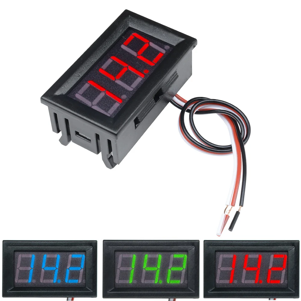 LED Digital Voltmeter DC 4.5V - 30V Digital Voltmeter Voltage Panel Meter Red/Blue/Green For 6V 12V Electromobile Motorcycle Car