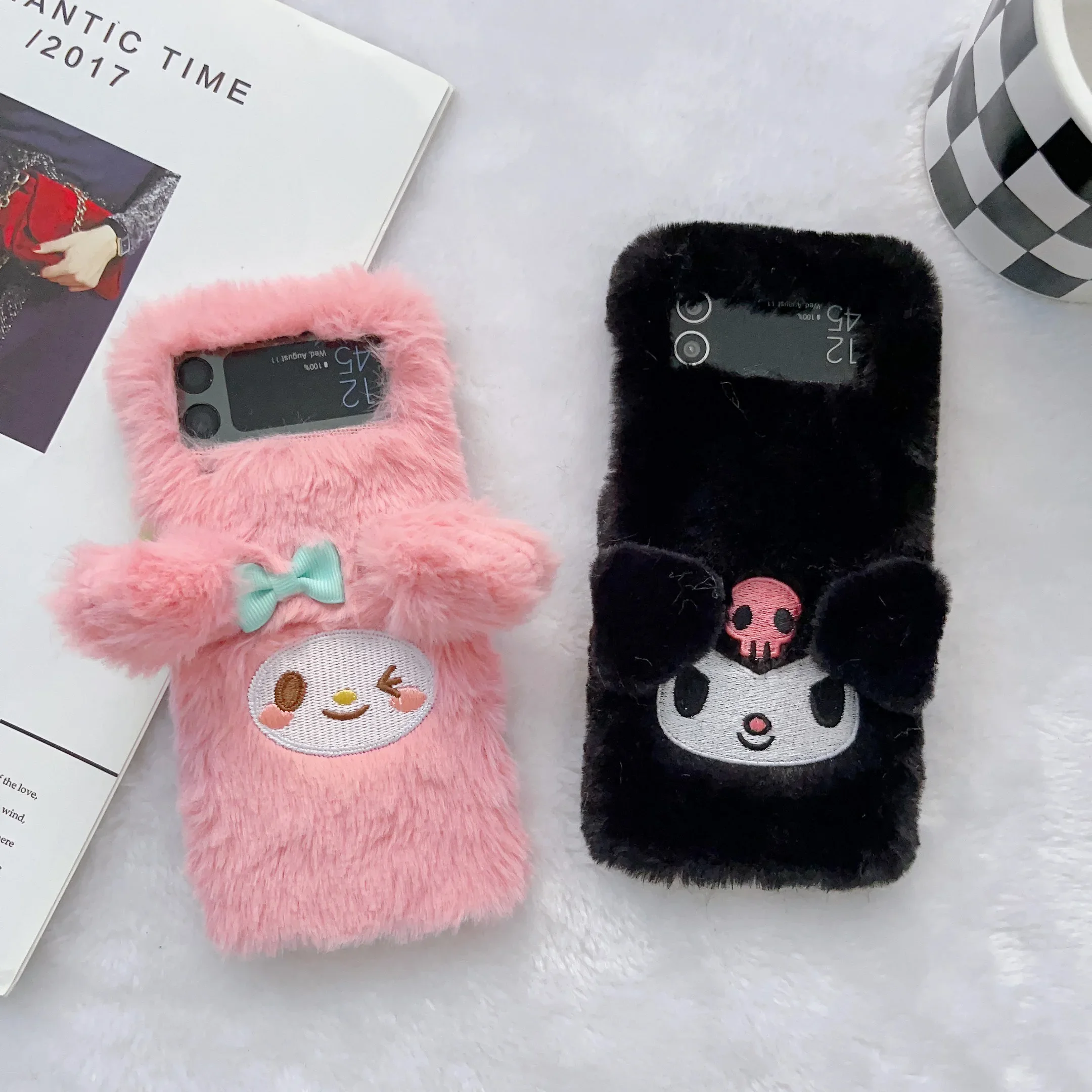 

Cute Cartoon Sanrio my melody Kuromi 3D plush Phone Case For Samsung Galaxy Z Flip5 3 4 5G Flip5 ZFlip3 ZFlip4 Flip3 Cover