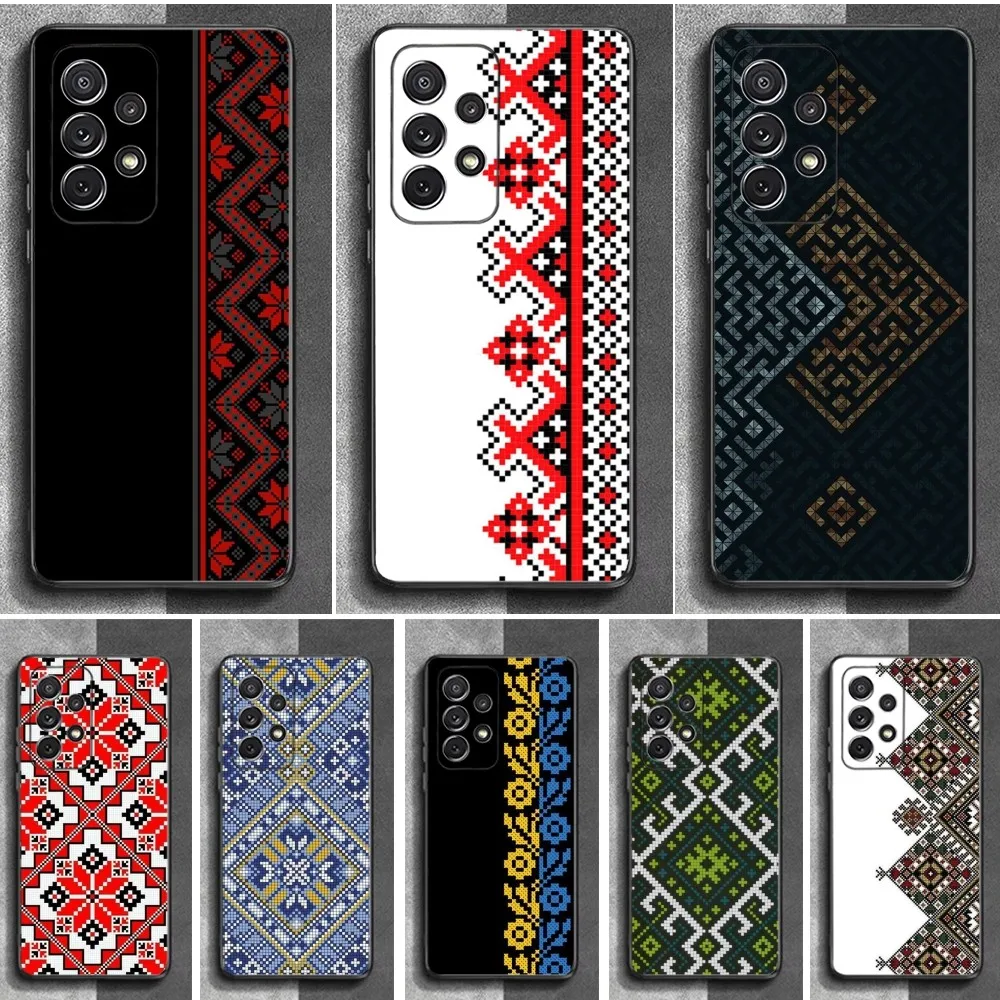 U-Ukraine Ornament-S Pattern Phone Case For Samsung S24,23,22,30,21,10,9,Ultra,Plus,Lite,FE,Soft Silicone Black Cover