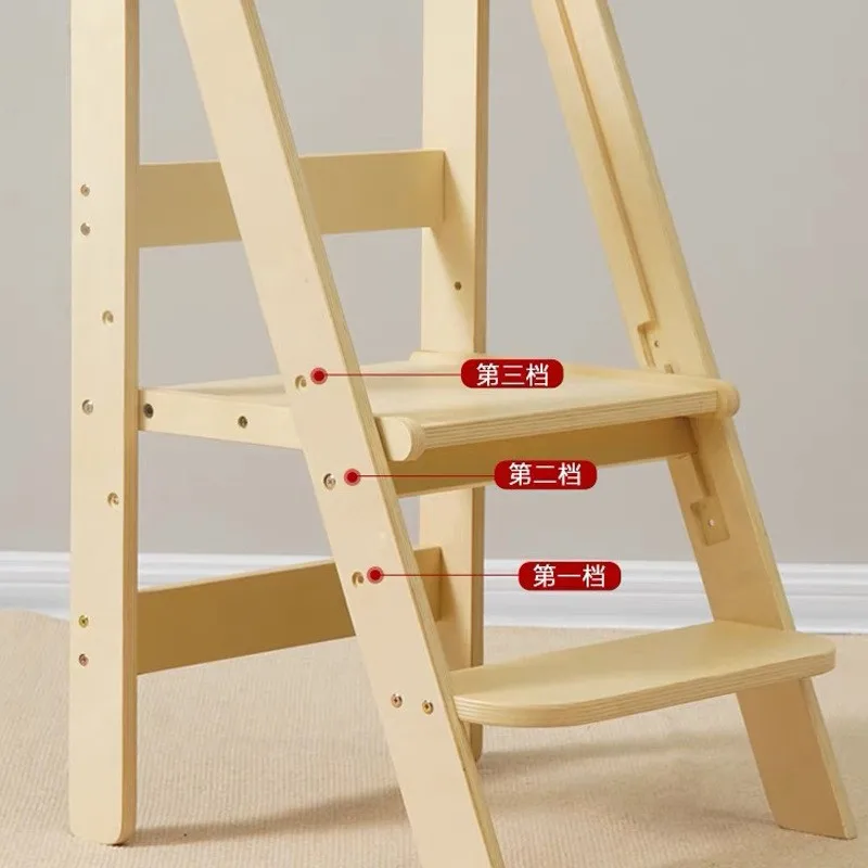 3-Height Children's Wooden Step Ladder, Montessori-Style Foldable Toilet Trainer, Solid Wood Anti-Slip Footstool Learning Tower