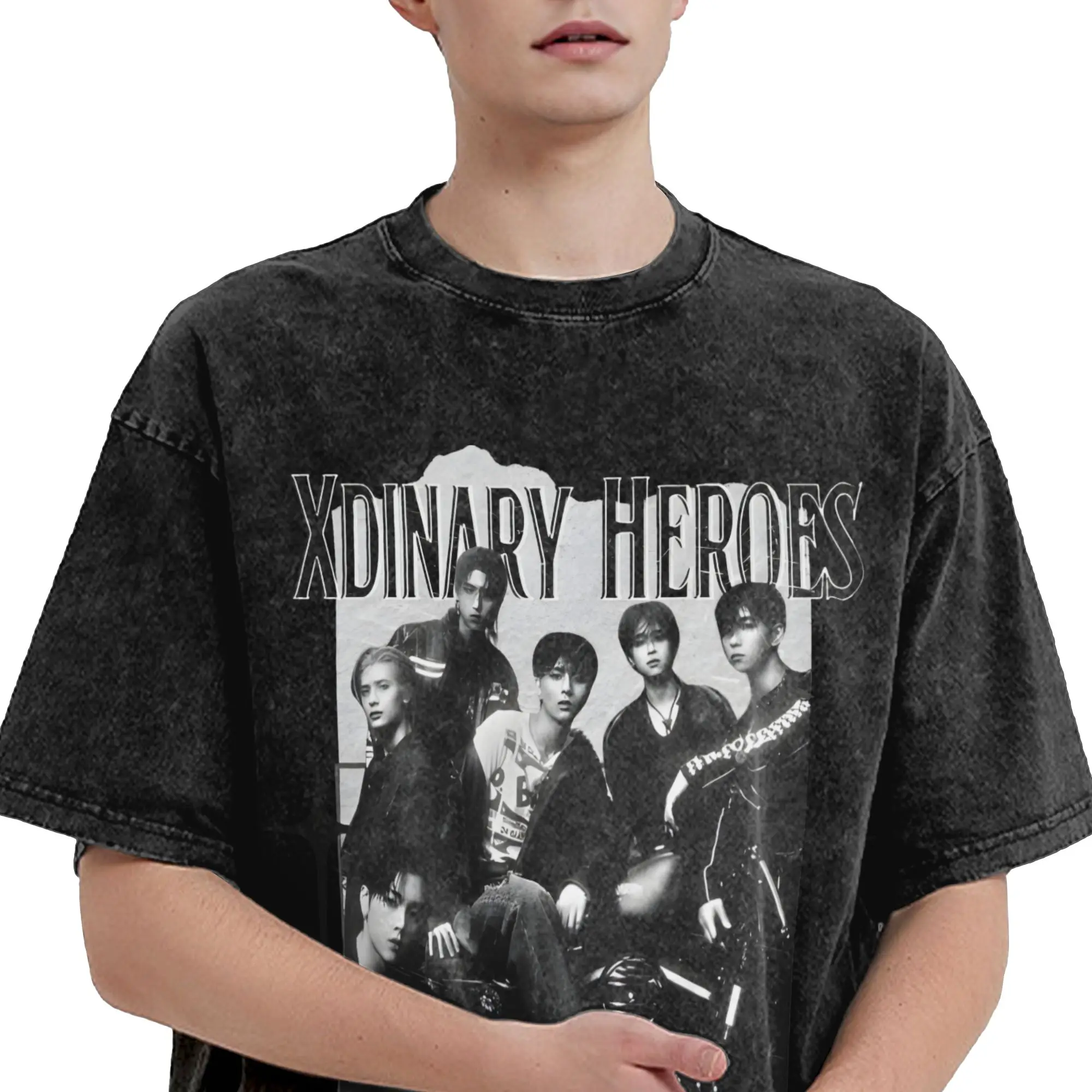 Xdinary Heroes boy group Outfit Washed T Shirts Men Women Streetwear Hip Hop T-Shirt Printed  Tee Shirt Short Sleeve