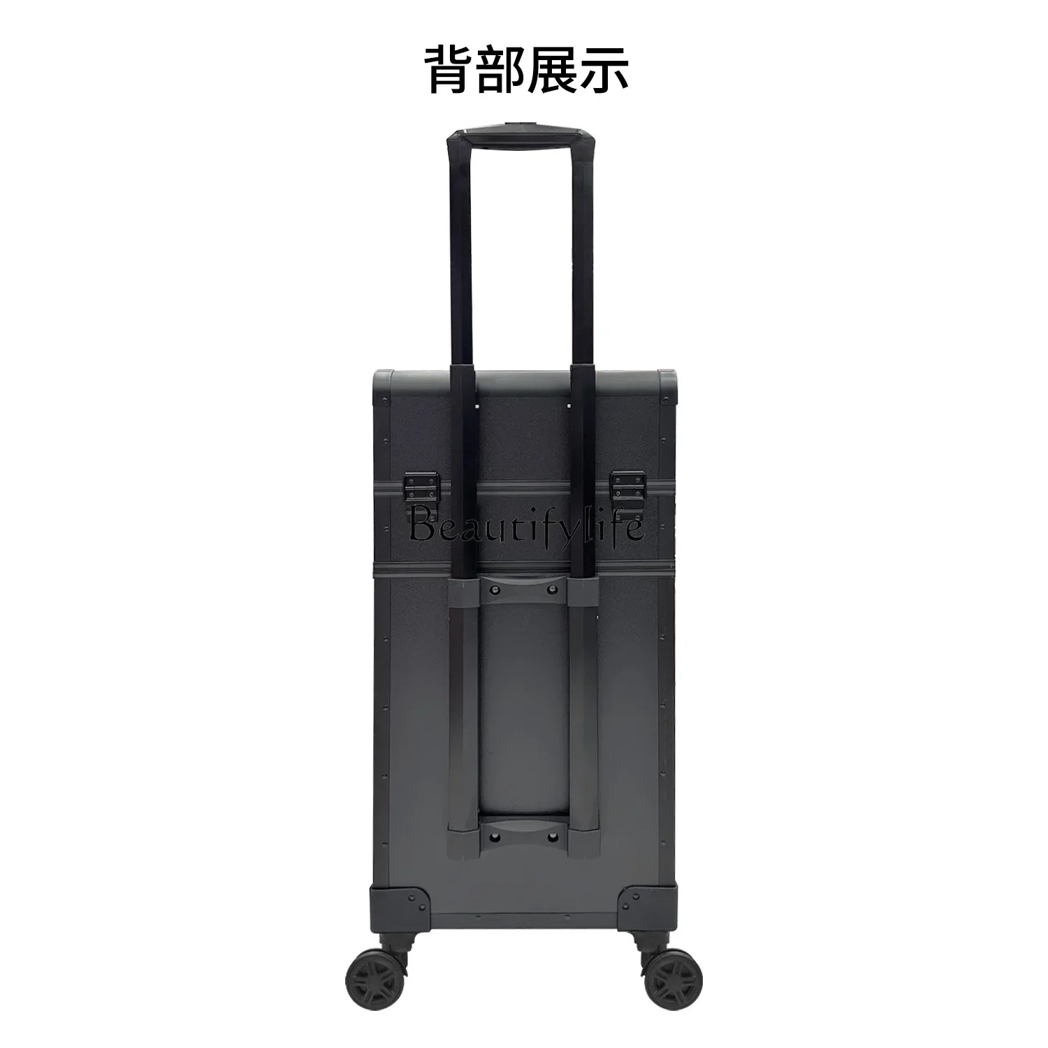 Light luxury aluminum alloy large trolley cosmetic case professional with mirror manicure embroidery storage case