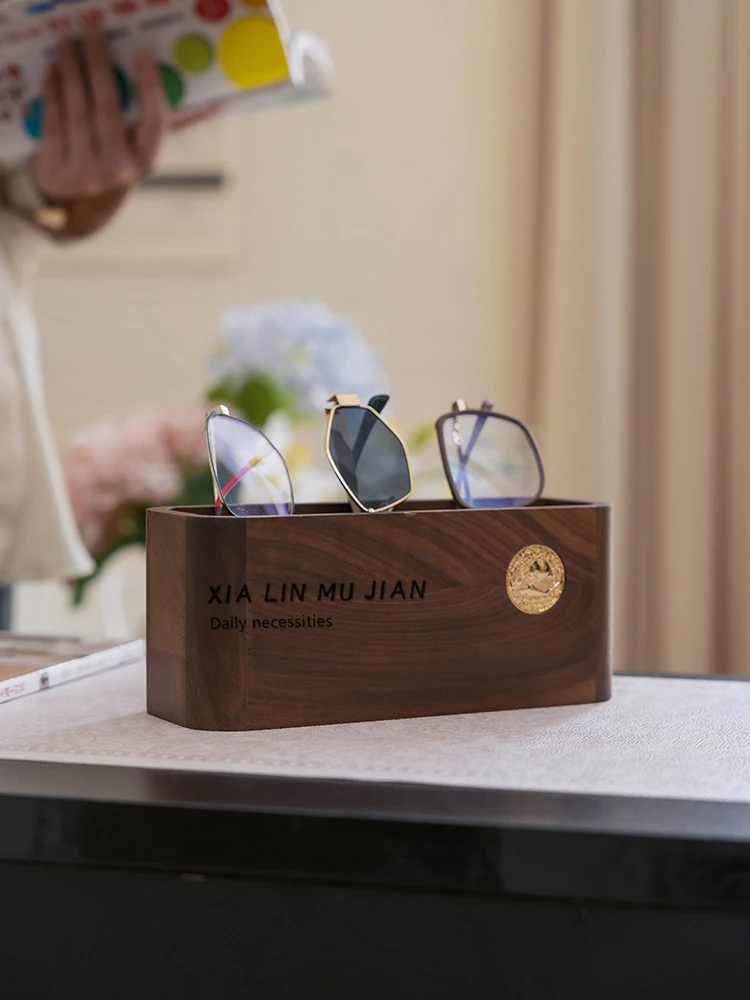 

Большая деревянная коробка для хранения солнцезащитных очков с защитой от давления, настольный дизайн для женщин, высокая эстетическая ценность