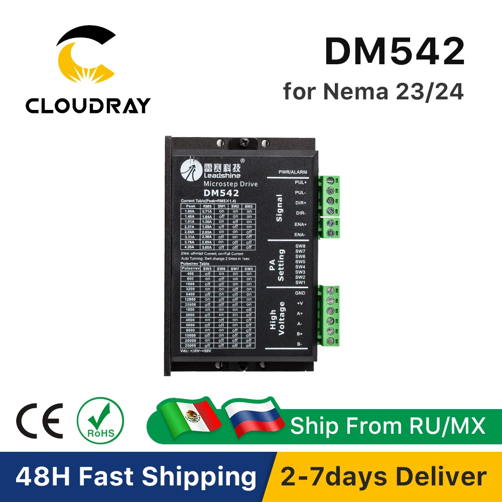 Leadshine DM542 2-fazowy sterownik krokowy 20-50VDC 1.0-4.2A dla NEMA17 NEMA23 sterownik silnika krokowego 42 57 silnik krokowy