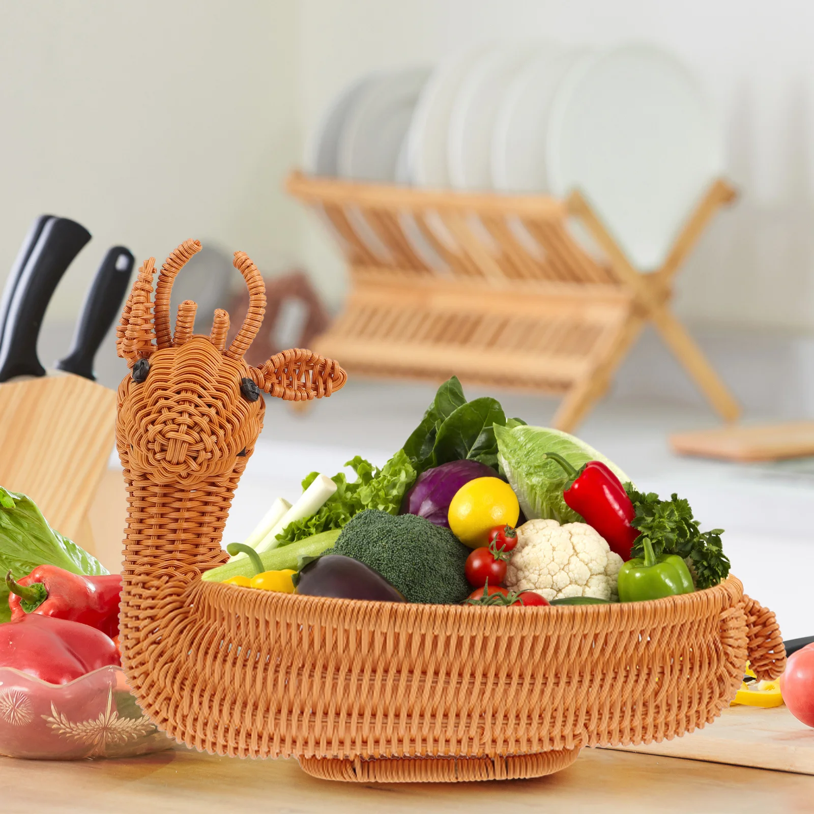 

Christmas Elk Decorative Basket Woven Candy Snack Storage Basket Desktop Holiday Ornament Xmas Elk Storage Tray