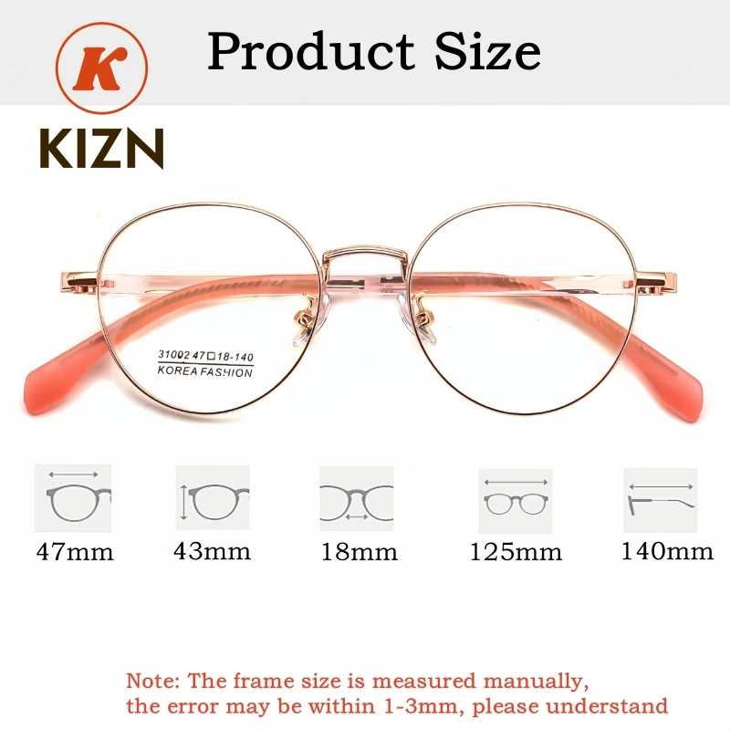 نظارات طبية دائرية للأطفال من KIZN تحجب الضوء الأزرق UV400 لقصر النظر مد البصر نظارات صيغة للأطفال 31002