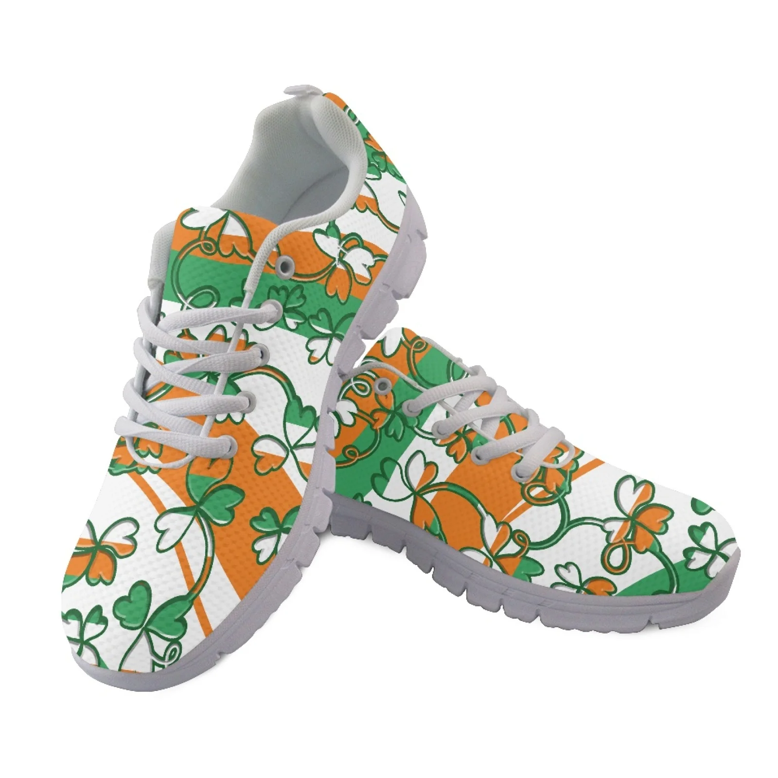Coloranimal Shamrock Leopard Breathable Running Sneakers for Men Mesh & EVA Sole Mens Lace Up Athletic Trainers for Training