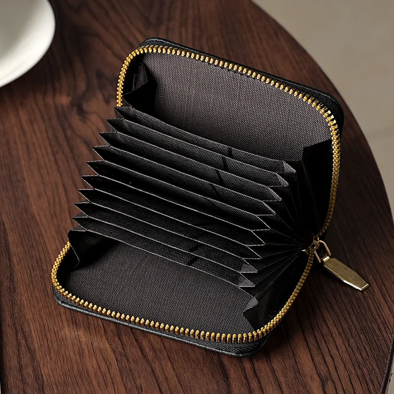WERLLANDS PU Leather Letter Embossed Multi-Color Zipper Multi-Card Slot Card Holder