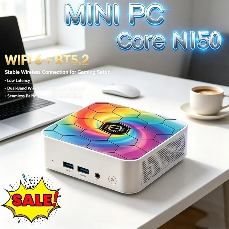 MINI PC Intel N150 Windows 11 Colorful Energy-Saving Gaming PC 1TB 2TB SSD Computer Exhibition Gamer Wifi6 BT5.2 Desktop