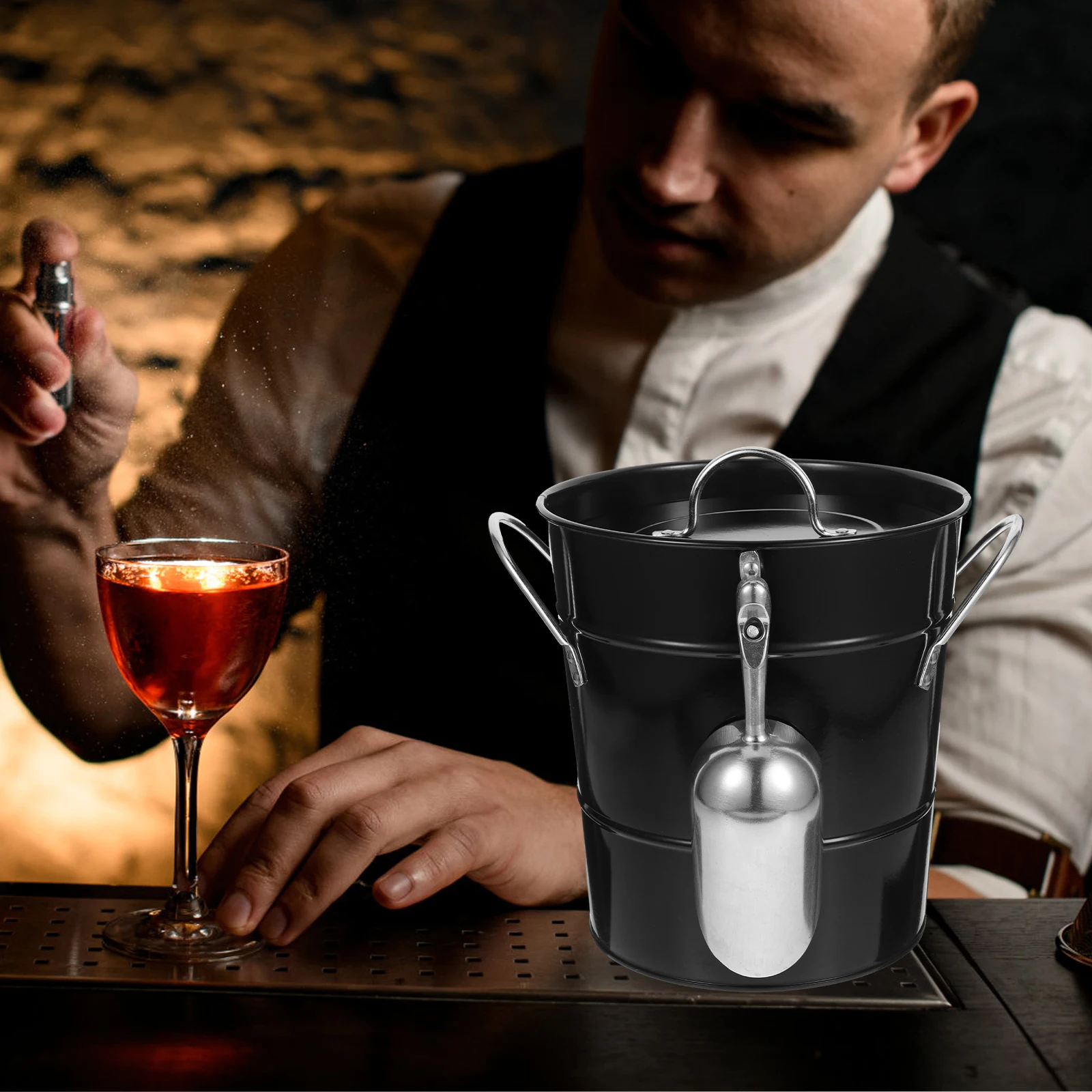 

Ice Bucket Galvanized Iron Beer Container Ice Beer Multi-Functional Bucket Barrel Party Bar Camping Holder Storage