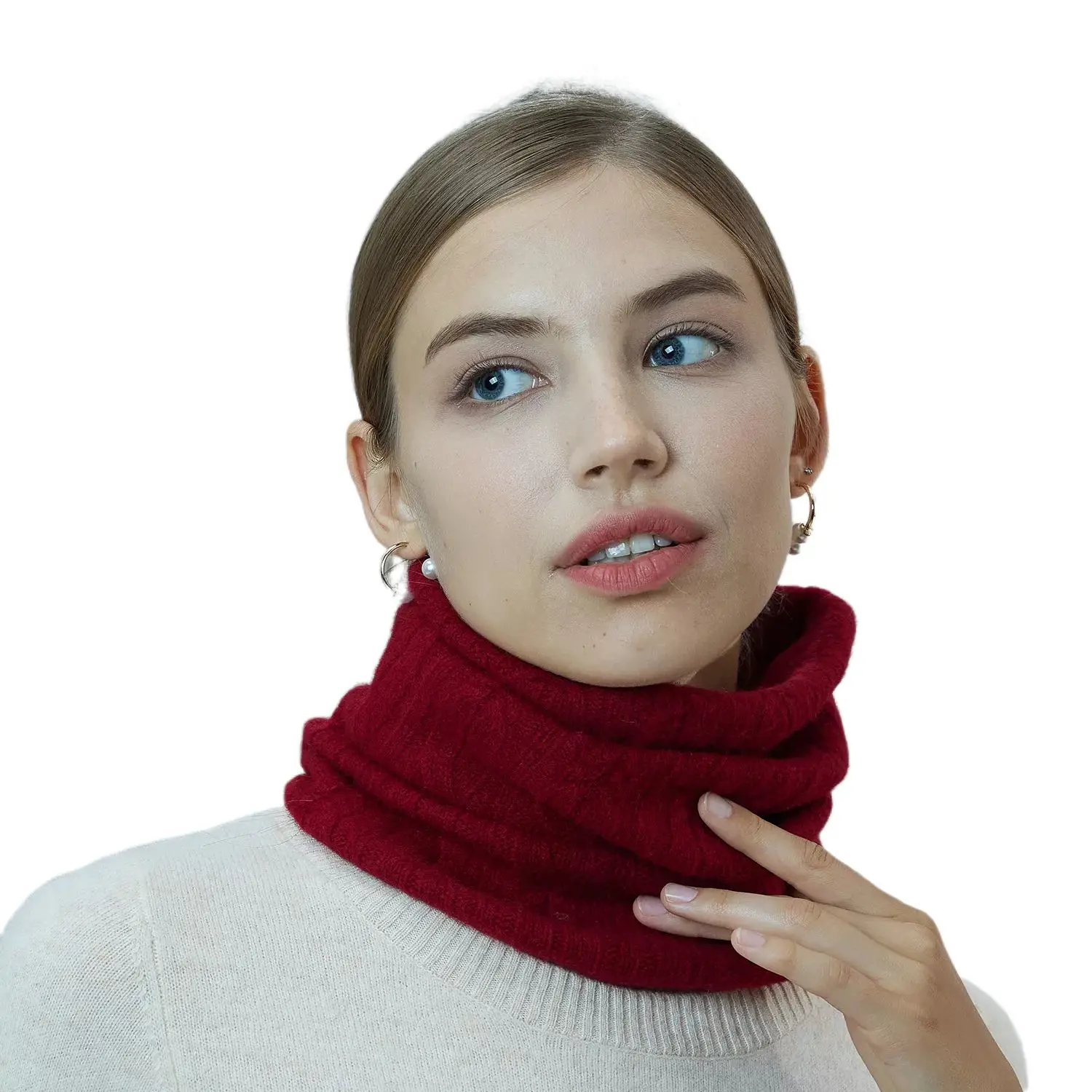 LONGMING New Women Scarf 100% Merino Wool Knitted Neck Warm Winter Collar Scarves Lady Fall Fashion Heated Snood Muffler for Man