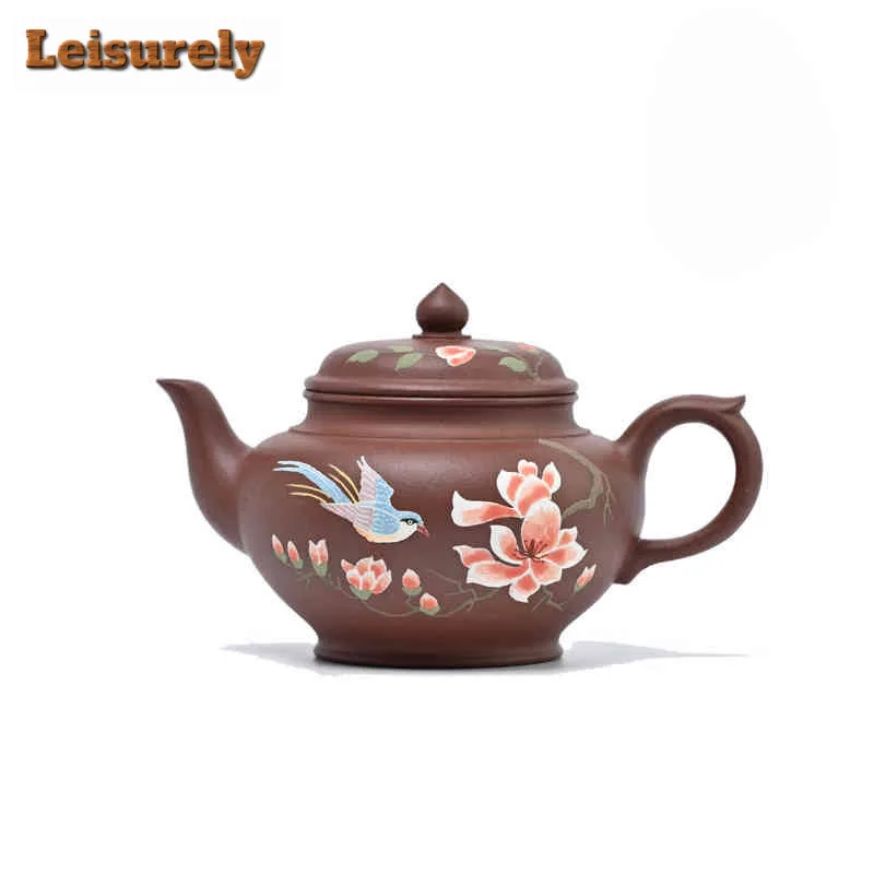 

300ml Yixing Purple Clay Teapots Handmade Laughing Sakura Pot Raw Ore Clear Water Mud Kettle With Strainer Zisha Tea Set Craft