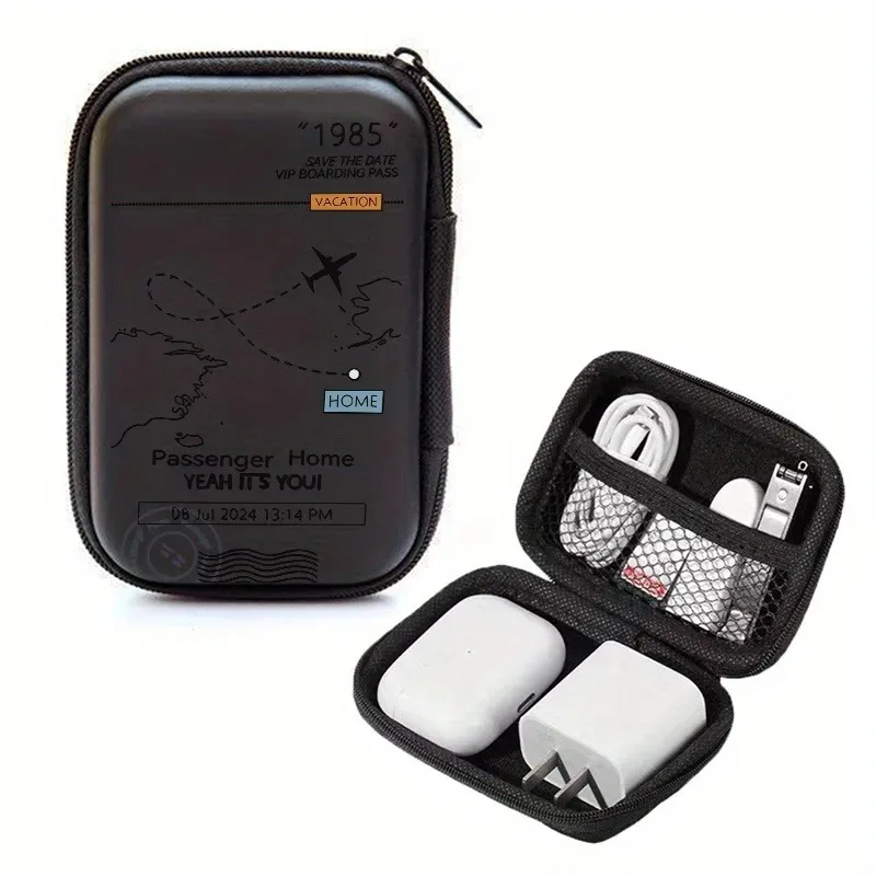 Flight Route Pattern Storage Bag Earphone Charger Protection Storage Cover Phone For iPad Charger Charging Cable Storage Box