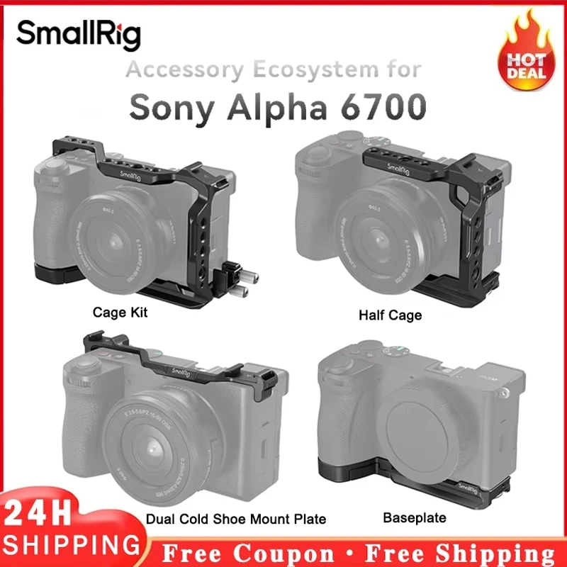 

Для Sony Alpha 6700 / 6600 / 6500 / 6400 SmallRig половинная клетка/комплект клетки/опорная пластина/двойная Крепежная пластина холодного башмака 4336/4337/4338/4339