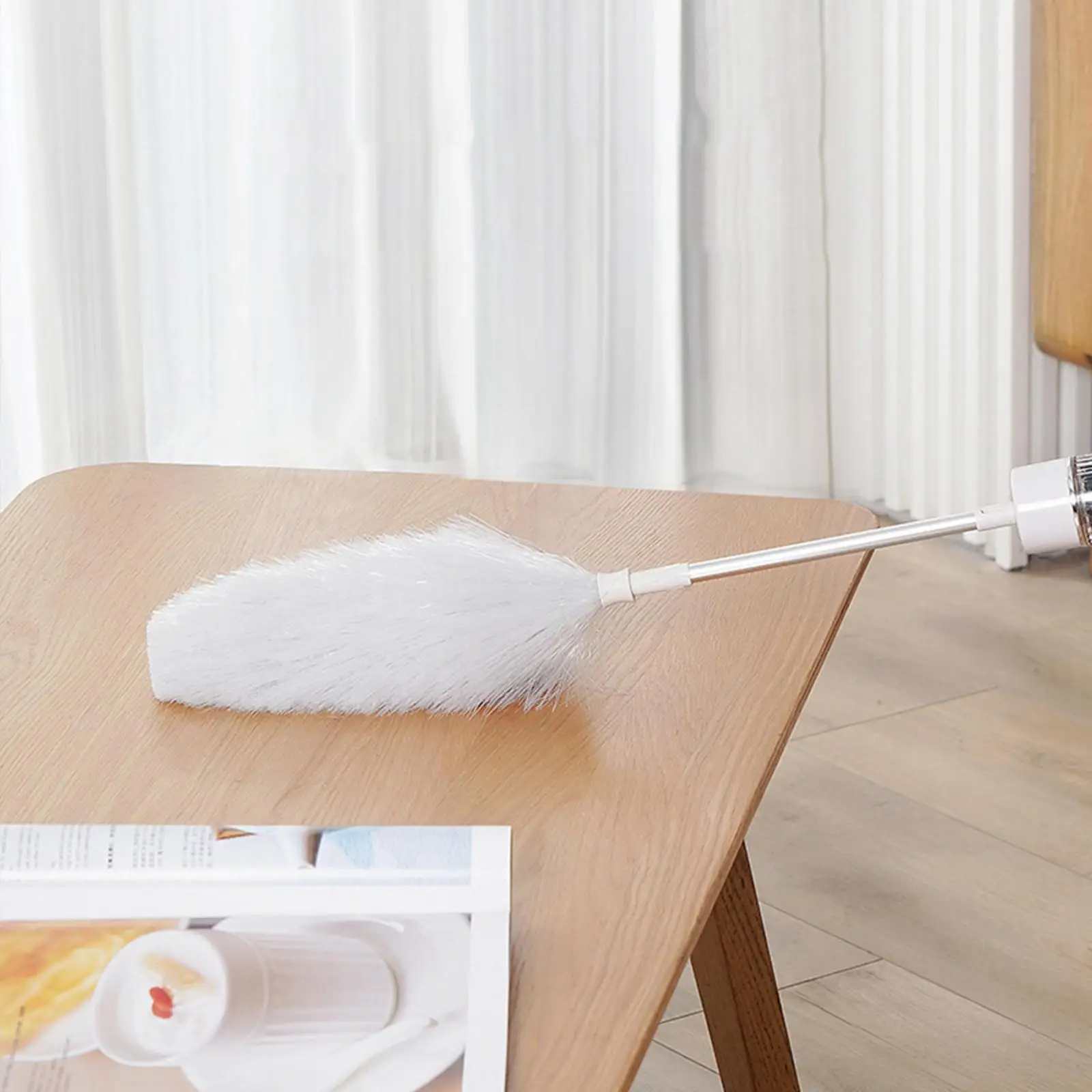 Three in One Electric Feather Duster Brush with Extendable Telescopic Rod and Rotate 360 Degrees for Ceiling Corner Dust Removal
