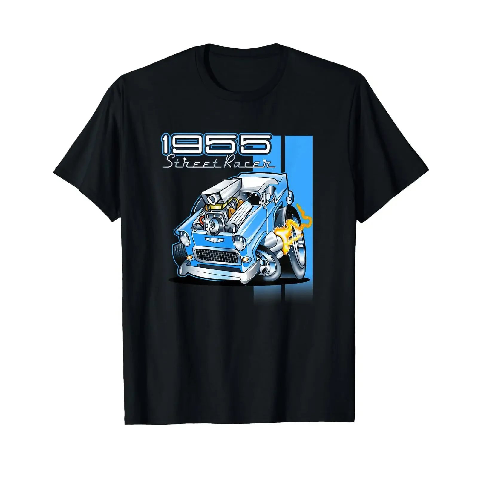 1955 Hot Rod Street Racer Vintage 50s Tooned T Shirt vintage Washed graphic Unisex streetwear homme Casual Comfortable