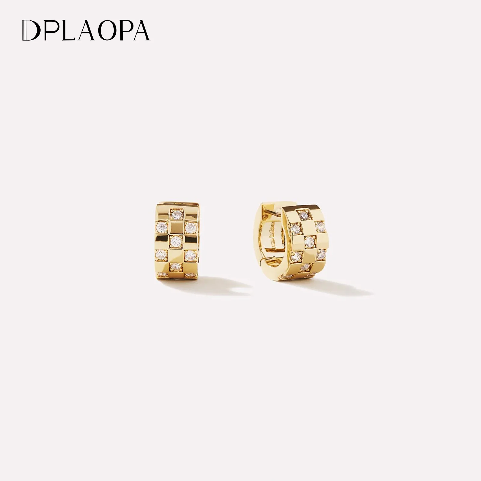 DPLAOPA 925 Sterling Silver Gold CZ Zircon Thick Hoop Earrings Piercing Vintage Luxury Party Wedding Fine Gift Women Jewelry