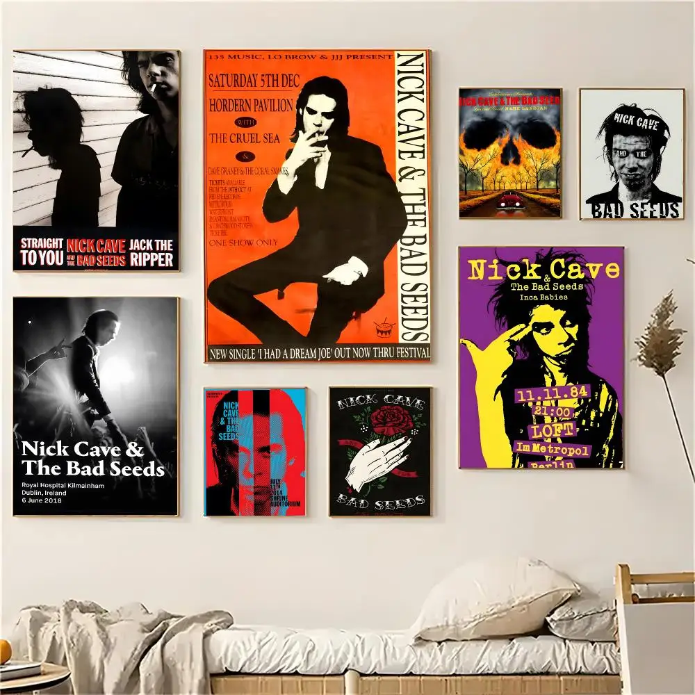 Nick Cave And The Bad Seeds Band Poster Self-adhesive Advanced Aesthetic Printing Paper Wall Art for Living Room Home Decor