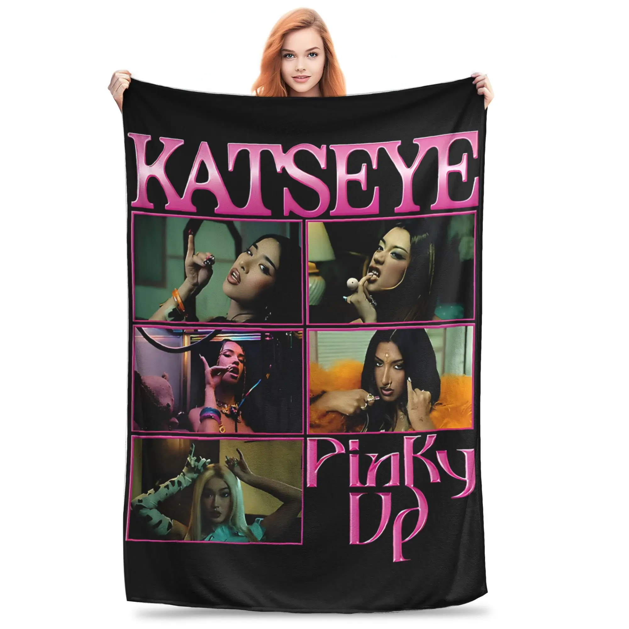 1PC Home Cutecore Room Decor KATSEYE Pinky Up Blanket Throw Blanket  Novelty Warm Blanket All Season