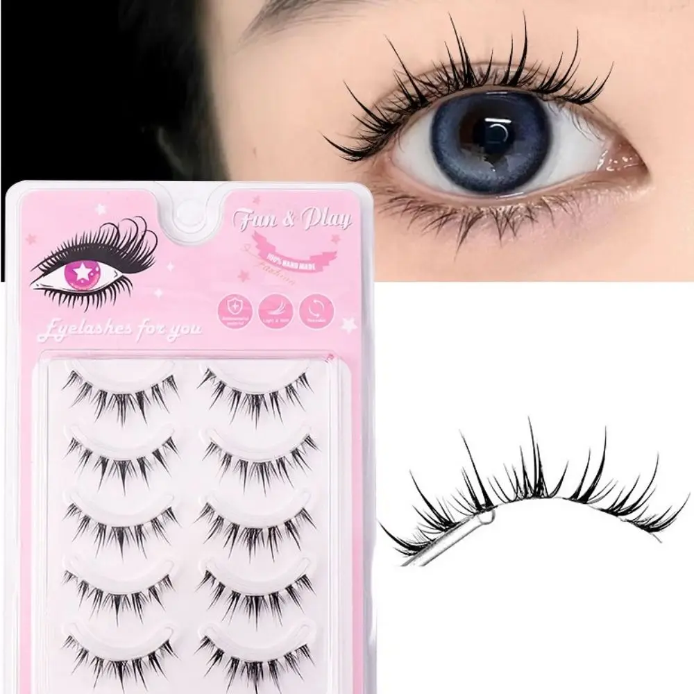 Natural Lashes Manga Lashes para Mulheres e Meninas, Wispy Fluffy Curly Cosplay Lashes, Faux Mink Lashes, Europa e América