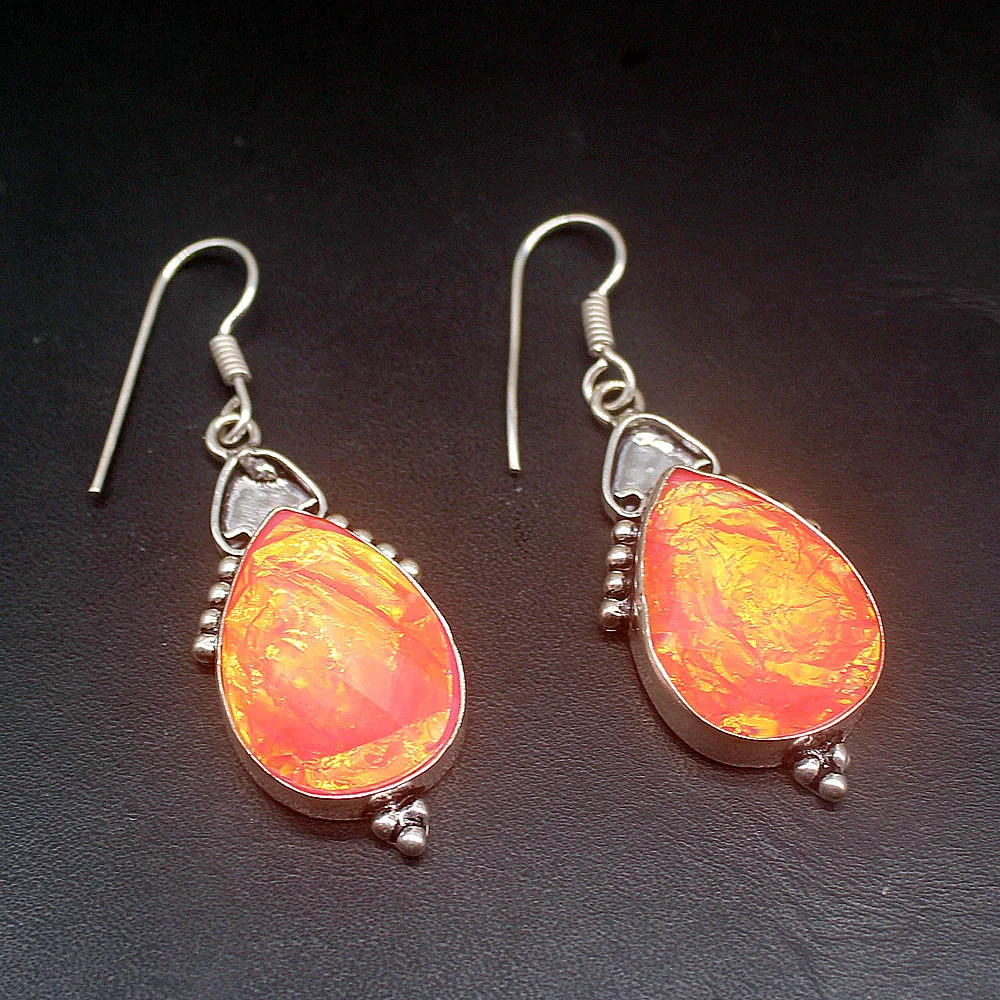 Gemstonefactory Big Promotion Unique 925 Silver Rare Dichroic Glass Women Ladies Jewelry Gifts Dangle Drop Earrings 20215270