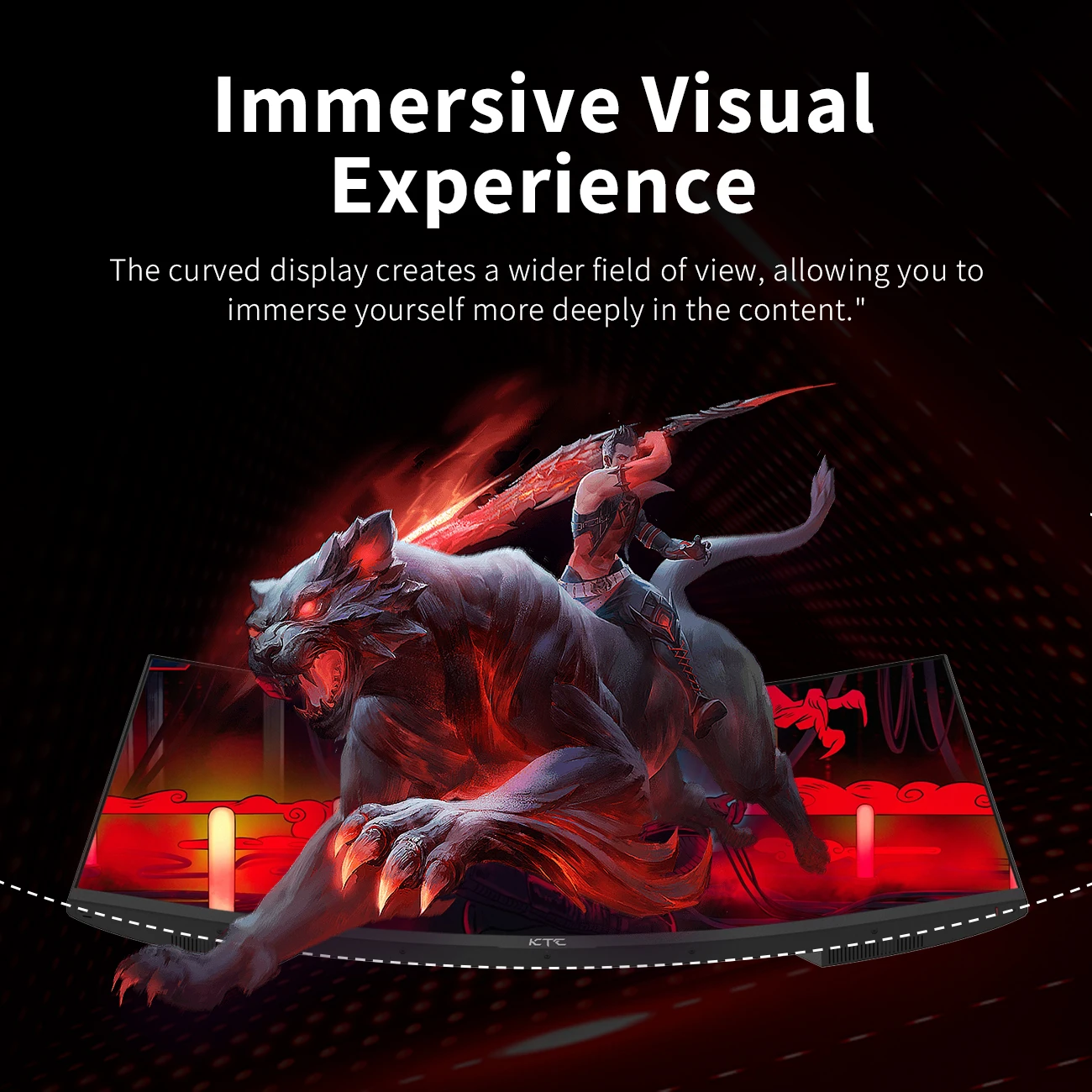 شاشة ألعاب منحنية KTC 24 بوصة 1500R 165 هرتز 1 مللي ثانية FHD 1080p VA Tilt Adaptive Sync HDR 110% sRGB DP/HDMI، VESA للإيقاف المنزلي للألعاب #5