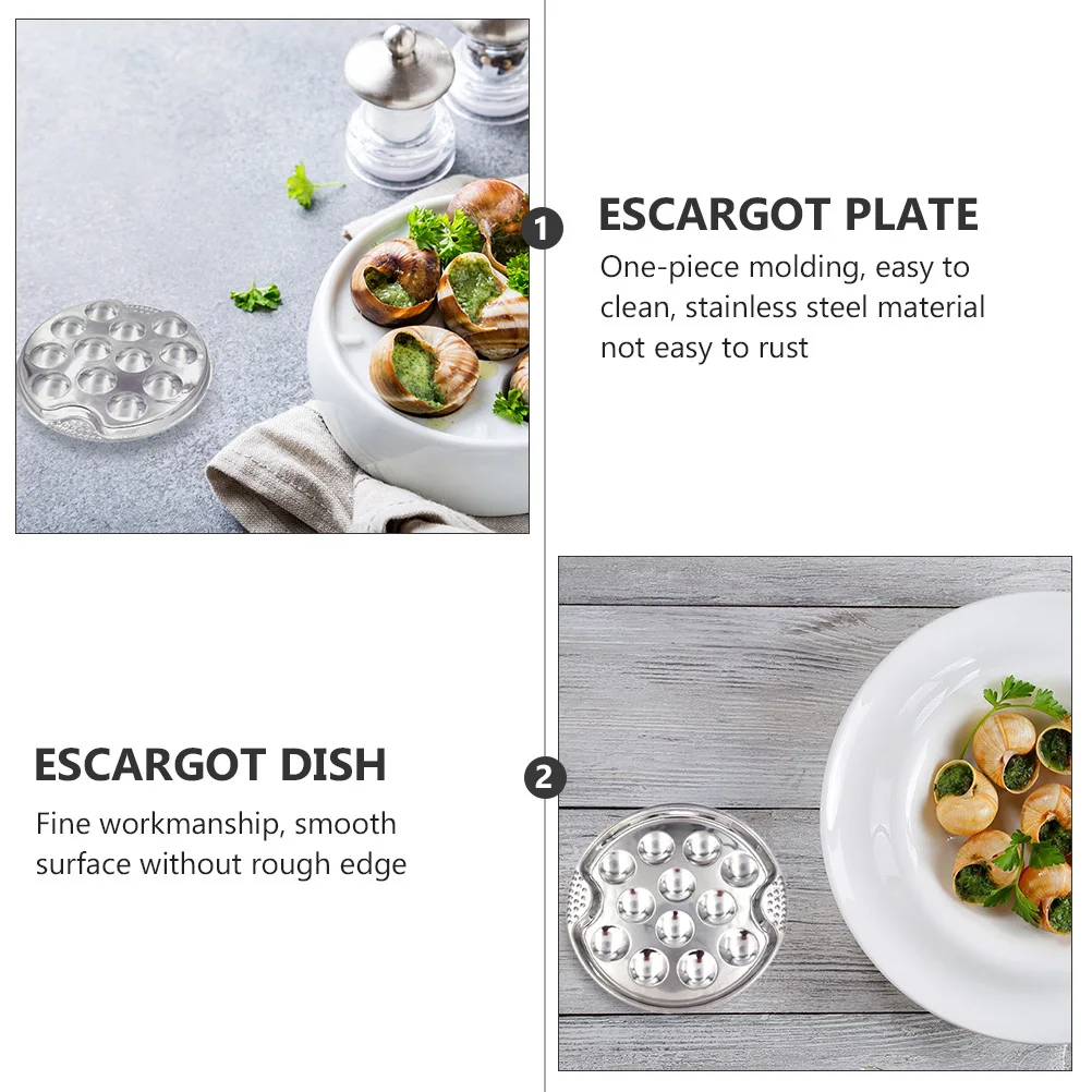 

2pcs Stainless Steel Escargot Plate 12 Holes Bbq Serving Dish Dishwasher Safe One Piece Molding Cooking Tool Baking Tray Kitchen