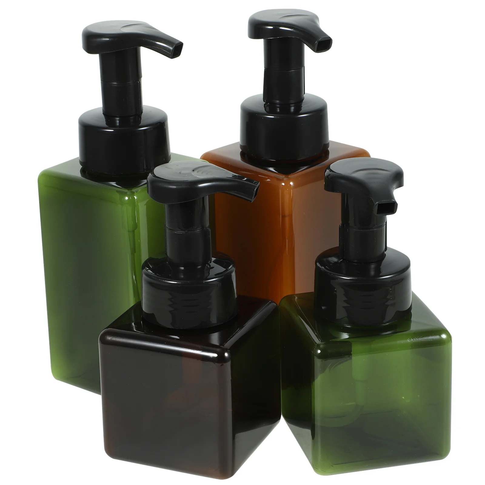Bouteilles à pompe à mousse carrées rechargeables, conteneurs de shampoing de voyage en plastique, distributeur de savon Portable, pompe de douche pour Lotion de salle de bains 4 pièces
