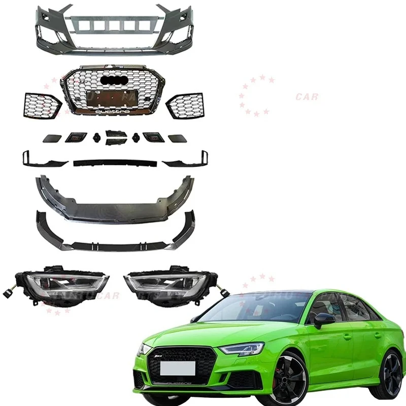 

Комплект кузова A3 Old to New, решетка переднего бампера, передние фары для Audi A3 2013 года, меняющие на 2017 год, комплекты кузова