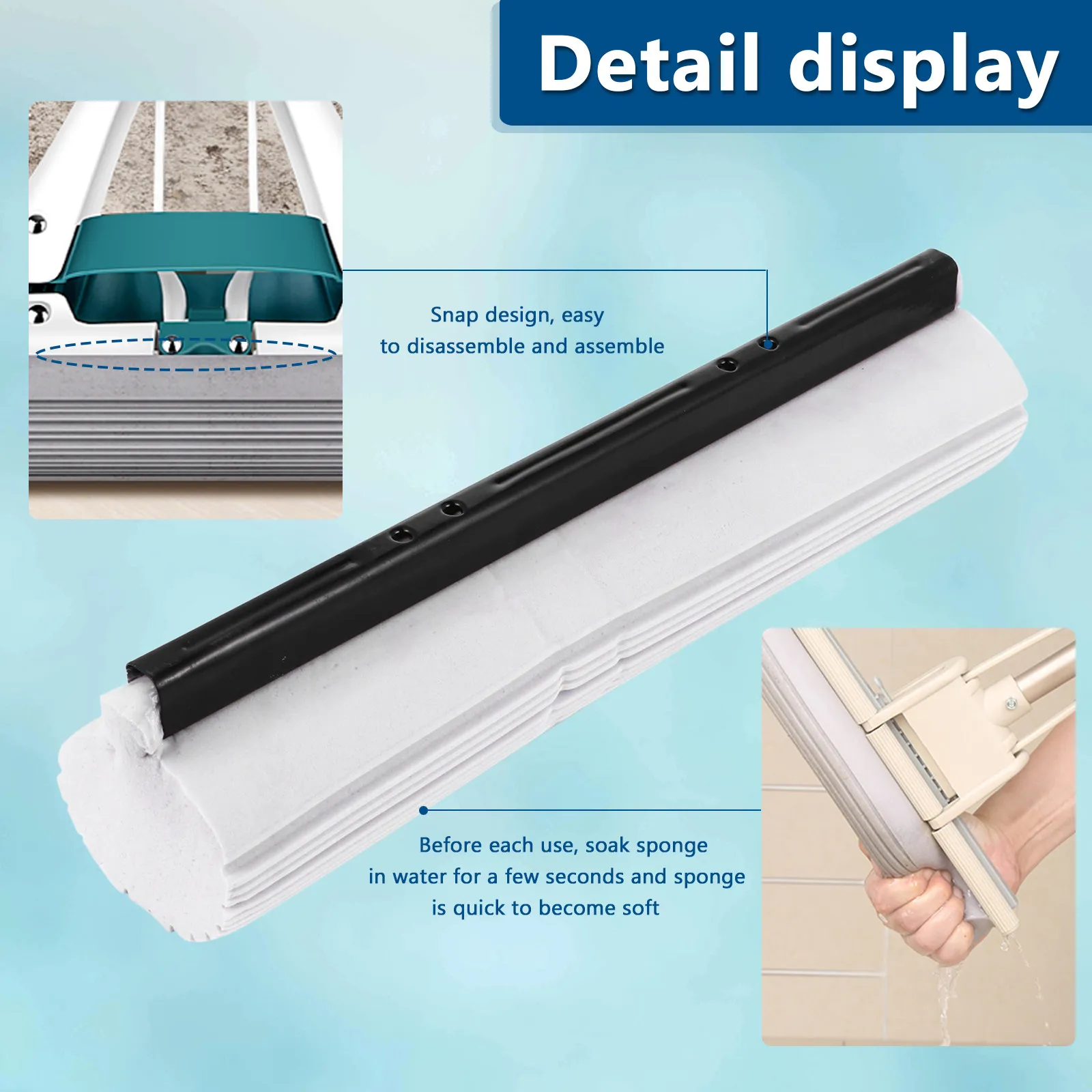 

2 шт. сменные насадки для швабры-роллера, губчатые насадки из ПВА, супервпитывающие мягкие губки для деревянных, керамических, ламинированных и мраморных полов