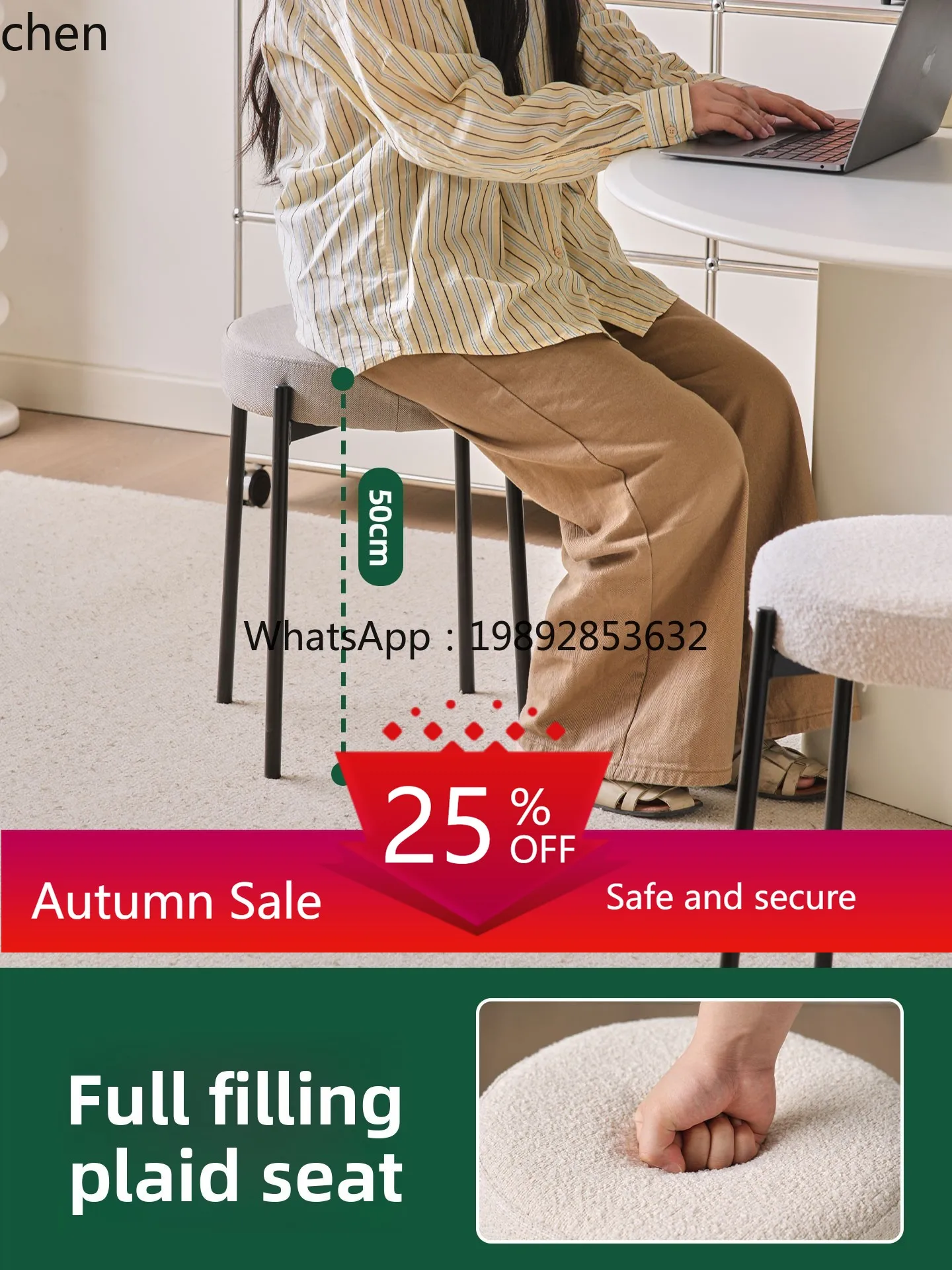 

household round stool fabric makeup stool living room soft bag thickened stackable stool