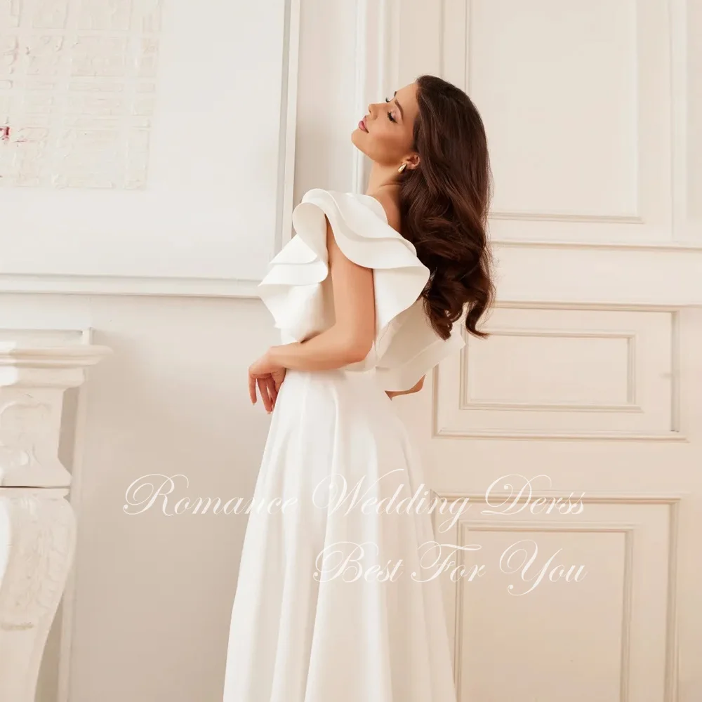 Nowoczesna suknia ślubna w kształcie litery A z kwadratowym dekoltem, plisowana, damska, bez pleców, bez rękawów, z odkrytymi plecami, suknia ślubna Vestidos De Novia, możliwość personalizacji