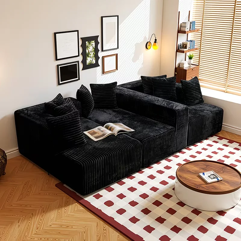 #Modern Modular Sectional Compressed Sofa Set Oversized Two Long Lounge Chair Corduroy