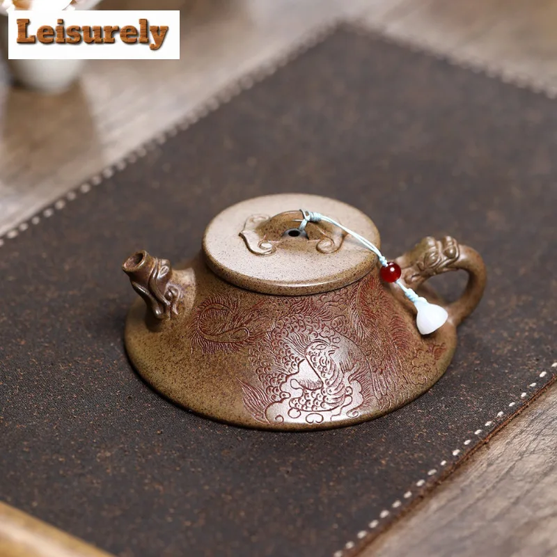 

180 мл Исин Фиолетовые глиняные чайники Ручной работы Дракон Совок Горшок Сырой руд Агилавуд Грязь Чайный заварочный чайник с заварочным устройством Чайный сервиз Zisha