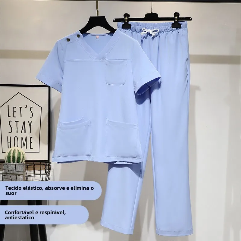 korean-style-elastic-scrub-set-dental-hospital-plastic-surgery-doctor-work-uniform-men's-suit-separate-components